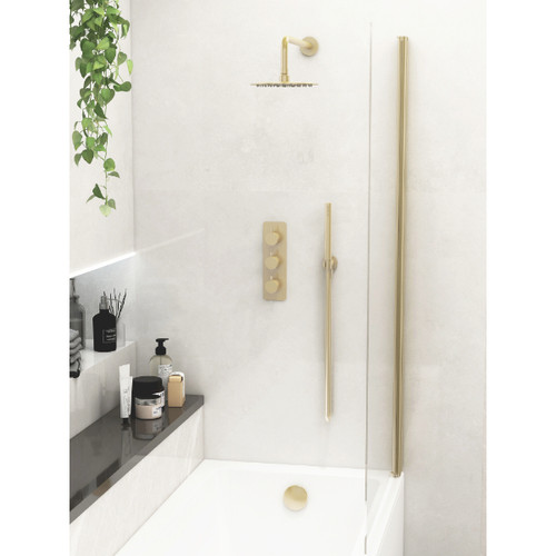 Distinct Tasman Round Three Handle Twin Outlet Concealed Valve, Brass Plate