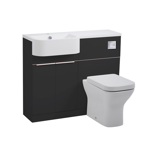 Distinct 1m Semi Counter & Back Wall Floor Mount Unit, Left Handed, Clay (Unit Only)