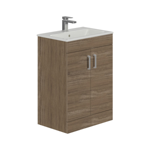 Zara 60cm 2 Door Floor Standing Unit, Oak (Unit Only)