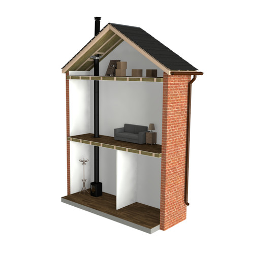 Dtw Double Storey Straight Up Internal Flue System, 5" Mb