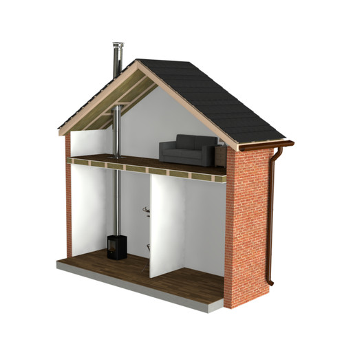 Dtw Single Storey Straight Up Internal Flue System, 5"