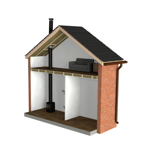 Dtw Single Storey Straight Up Internal Flue System, 6"