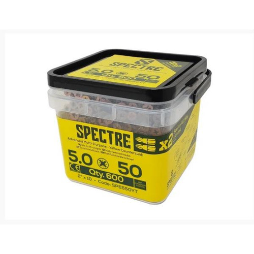 Forgefix Spectre Woodscrew, 5.0 x 50mm, Yellow