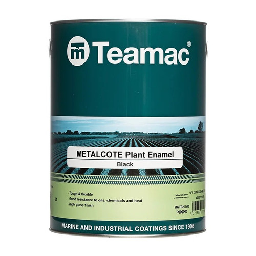 Teamac Metalcote Plant Enamel, Black, Gloss, 5L