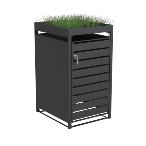 Single Bin Storage With Planter, 680mm x 800mm x 1240mm, Charcoal