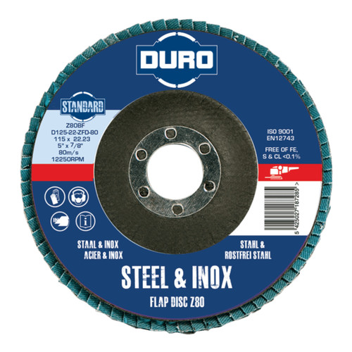 Duro Zircon Flap Disc, 125mm x 22mm, 100g