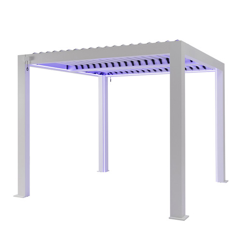 3m x 4m Aluminium Pergola Frame In White With Built In Led Lighting