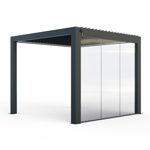4m Aluminium Pergola Solid Glass Screen