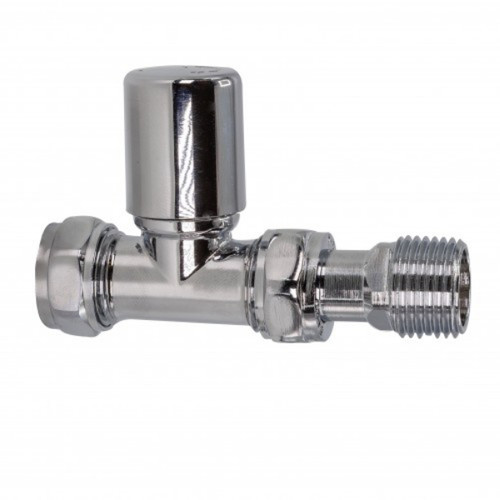 Chrome Straight Radiator Valve, 15mm