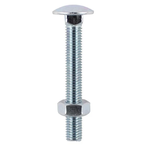 Carriage Bolt and Hex Nut, M10 x 75mm, 3 Pcs, Bzp