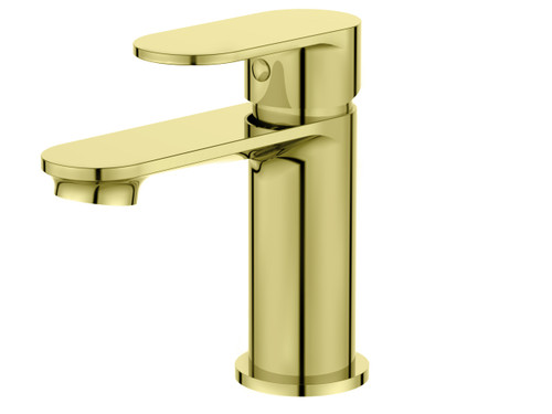 Distinct Alyn Mono Basin Mixer with Push Waste, Brushed Brass