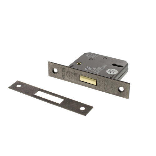 Atlantic 3 Lever Key Deadlock, 2.5", Distressed Silver