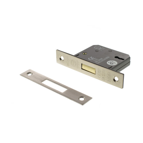 Atlantic 3 Lever Key Deadlock, 2.5", Satin Nickel