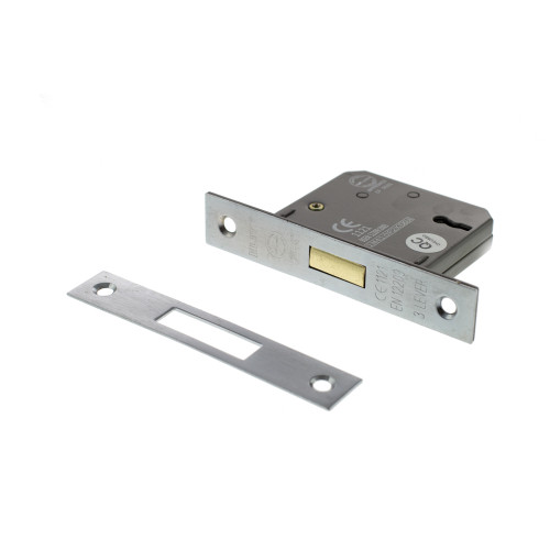 Atlantic 3 Lever Key Deadlock, 3", Satin Chrome