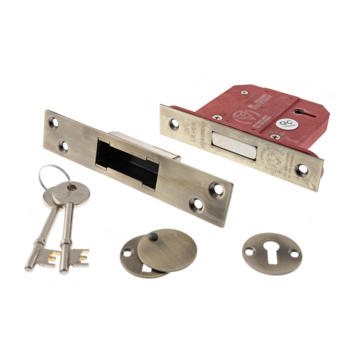 Atlantic 5 Lever Key Deadlock, 2.5", Antique Brass