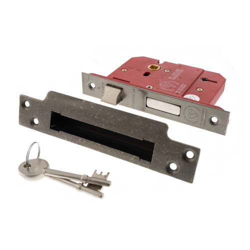 Atlantic 5 Lever Key Sashlock, 3", Distressed Silver