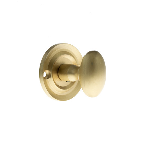 Old English Solid Brass Oval Wc Turn and Release, Satin Brass