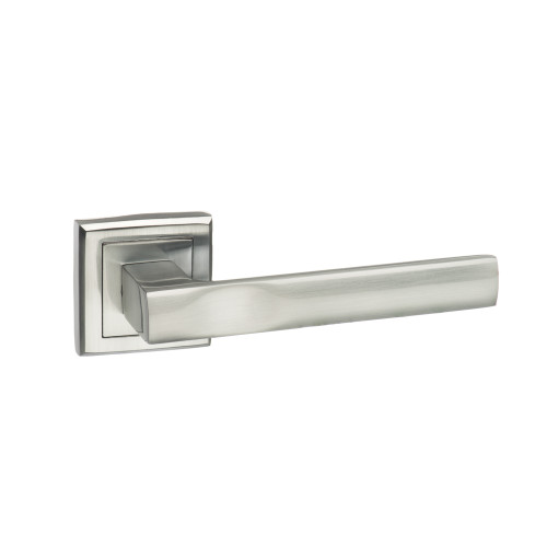 Status Kansas Lever Door Handle On Square Rose, Satin Chrome