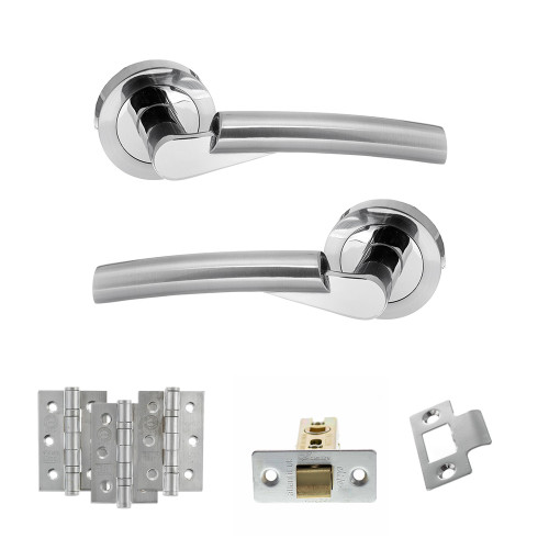 Florida Door Handle Pack With 3" Ce Latch And 3" Fire Hinges x 3, Sc/Pc