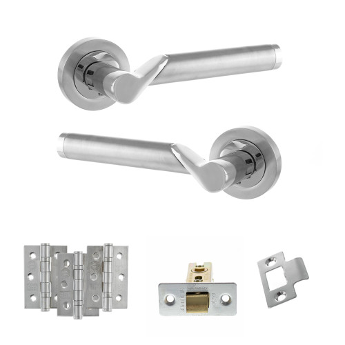 Hawaii Door Handle Pack With 3-Inch Ce Latch And 3-Inch Fire Hinges x 3, Sc/Pc