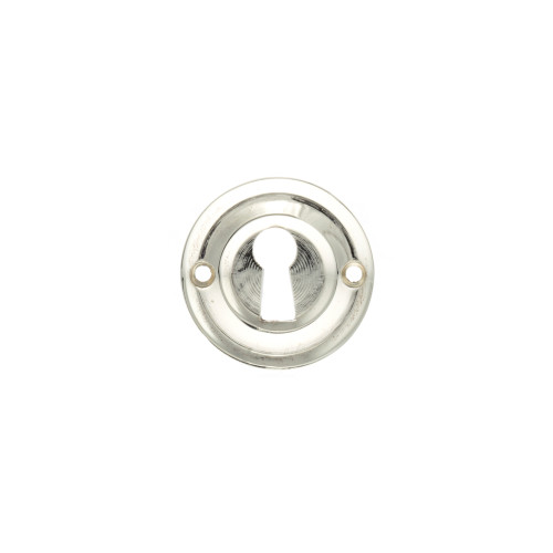 Old English Solid Brass Open Key Hole Escutcheons, Polished Nickel