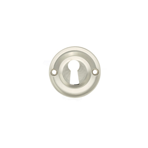 Old English Solid Brass Open Key Hole Escutcheons, Satin Nickel