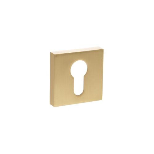 Status Euro Escutcheons On S4 Square Rose, Satin Brass