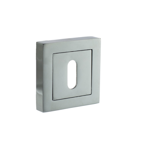 Status Key Escutcheons On Square Rose, Polished Chrome