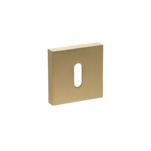 Status Key Escutcheons On Square Rose, Satin Brass