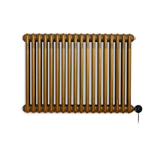 Traditional 3 Column Deep Electric Radiator With Terma Veo Heating Element 600x834x130 Brass Lacquer