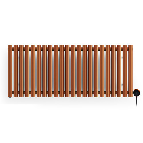 Smooth Textured Copper Oil Filled Electric Radiator With 40mm Cylindrical Chunky Bars 580x1195x96 True Copper
