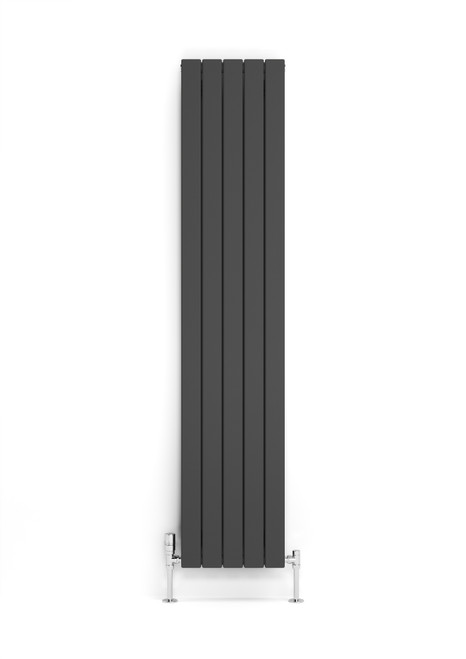 Anthracite Grey Smooth Texture Flat Profile Double Panel Radiator, 70mm Wide Bars 1800x366x93 Metallic Grey