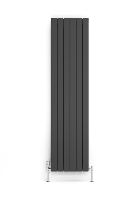 Anthracite Grey Smooth Texture Flat Profile Double Panel Radiator, 70mm Wide Bars 1800x440x93 Metallic Grey