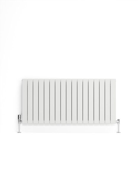 White Smooth Texture Flat Profile Single Panel Radiator, 70mm Wide Bars 600x1254x73 White RAL 9016