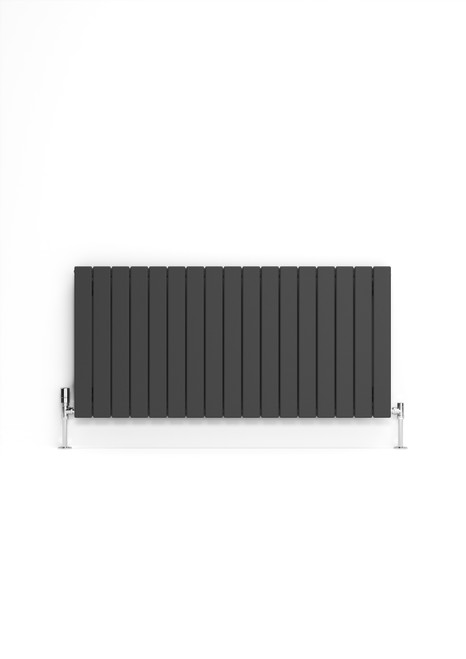 Anthracite Grey Smooth Texture Flat Profile Single Panel Radiator, 70mm Wide Bars 600x1254x73 Metallic Grey