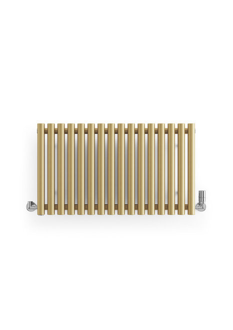 Smooth Brass Designer Radiator With 40mm Diameter Vertically Aligned Bars 500x865x96 Brass