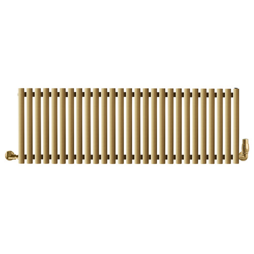 Smooth Brass Designer Radiator With 40mm Diameter Vertically Aligned Bars 500x1470x96 Brass