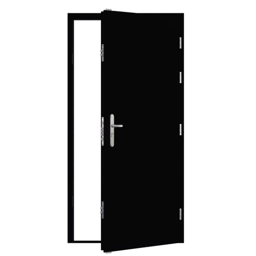 Security Personnel Door Single, 890mm x 2095mm, Right Hand External Open, Black
