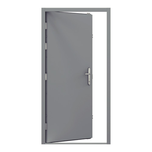 Security Personnel Door Single, 890mm x 2095mm, Left Hand Internal Open, Grey