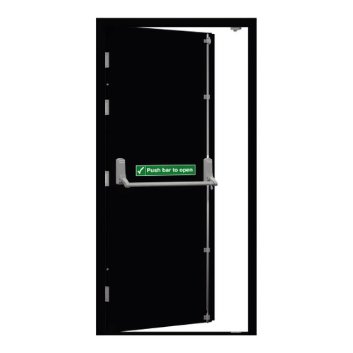 Security Fire Exit Door, 890mm x 2095mm, Left Hand, External Open, Black