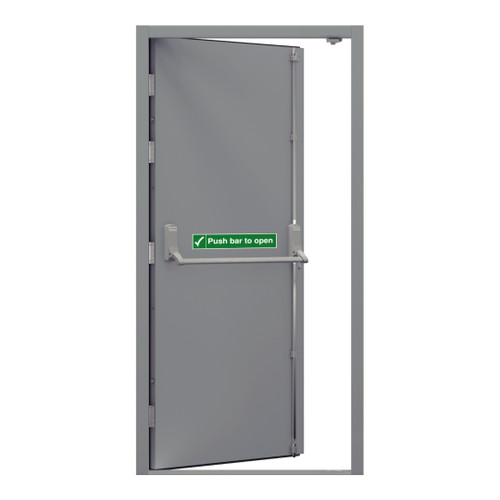Security Fire Exit Door, Goosewing Grey, 890mm x 2095mm, Left Handed, External Open