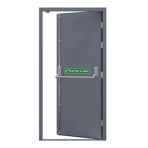 Security Fire Exit Door Single, 990mm x 2095mm, Right Hand, External Open, Merlin Grey