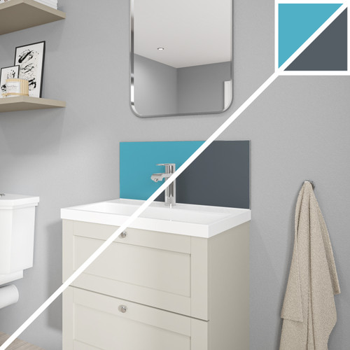 Wetwall Alloy Aqua/Cadet Alloy Vanity Splashback, 600mm x 250mm x 4mm
