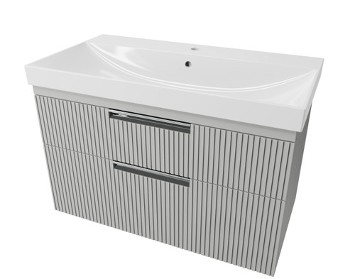 Distinct Dedham, 800mm, Fluted Wall Mounted 2 Drawer Basin Unit (Unit Only)
