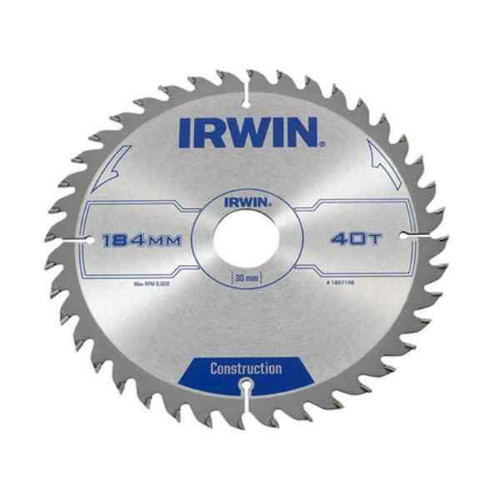 Irwin Construction Circular Saw Blade, 184mm x 30mm, 40 Teeth