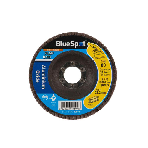 Bluespot Sanding Flap Disc, 115mm, 80 Grit