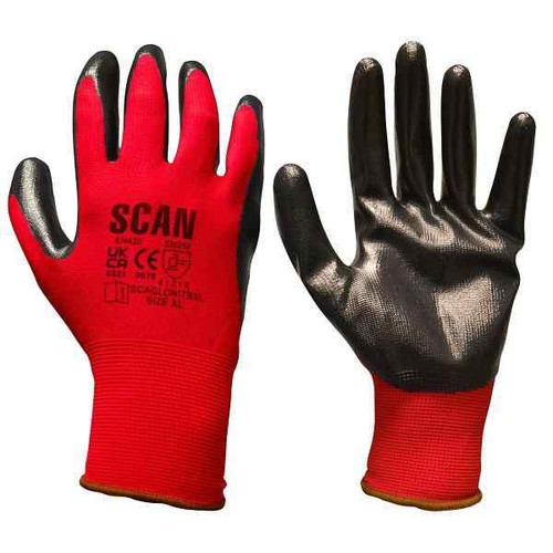 Scan Red Nitrile Palm Dipped Glove, 13g, Size 10 (Xl)