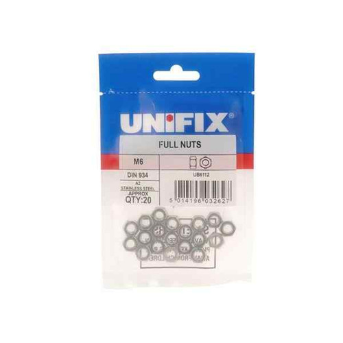Owlett Hex Full Nut Stainless Steel M12, Bag Of 8