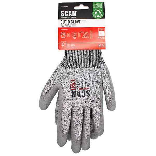 Scan Pu Palm Cut D Gloves, Size 9