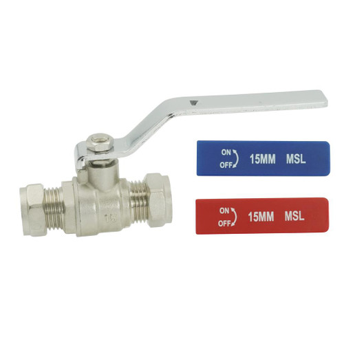 Genbra 15mm Lever Ball Valve Dual Light Pattern